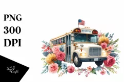 Watercolor Bus Flower Summer Sticker Product Image 3