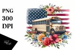 Watercolor Bus Flower Summer Sticker Product Image 3