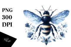 Bee made of Blue Toile PNG Product Image 1