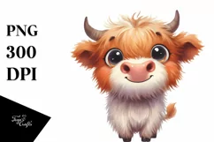 Simple Funny Highland Cow with Big Eyes PNG Product Image 1