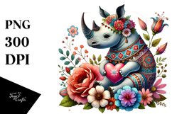 Boho Rhino in Digital Painting PNG Product Image 1