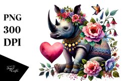 Boho Rhino in Digital Painting PNG Product Image 1