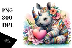 Boho Rhino in Digital Painting PNG Product Image 1