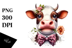Funny Cow with Bow and Tie, PNG Product Image 1
