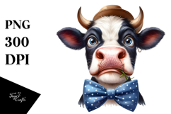 Funny Cow with Bow and Tie, PNG Product Image 1
