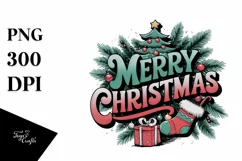 Merry Christmas Retro Illustration PNG Sublimation Product Image 5