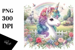 Baby Unicorn Country Scene PNG Product Image 1