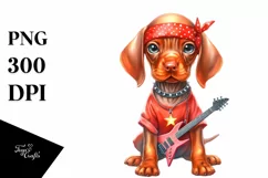 Watercolor Vizsla Rock Star Clipart Product Image 3