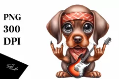 Watercolor Vizsla Rock Star Clipart Product Image 1
