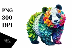 Vibrant Panda with Flowers PNG Product Image 3