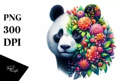 Vibrant Panda with Flowers PNG Product Image 1