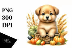 Detailed Baby Puppy Harvest | Clipart Product Image 3