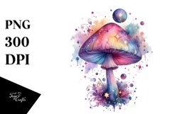 Magical Celestial Mushroom Watercolor Clipart Product Image 1