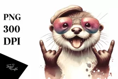 Funny Cute Otter | Whimsical Watercolor Clipart Product Image 3