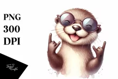 Funny Cute Otter | Whimsical Watercolor Clipart Product Image 1