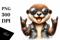 Funny Cute Otter | Whimsical Watercolor Clipart Product Image 1