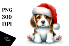 Beagle Sitting with Christmas Decorations PNG Product Image 1
