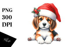 Beagle with Santa Hat, High-Quality PNG Product Image 1