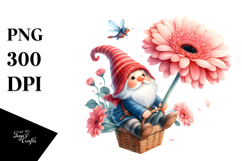 Cute Gnome with Gerbera, Transparent PNG Product Image 1