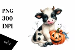 Cute Baby Cow Sitting PNG Product Image 1
