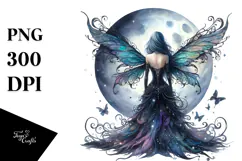 Gothic Fairy on the Moon, PNG Product Image 1