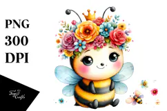 Vibrant Flower Crown | Cartoon-Style Watercolor Clipart Product Image 1
