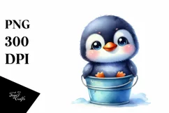 Colorful Baby Penguin Bucket | Sublimation | Clipart Product Image 3