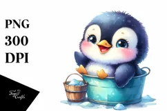 Colorful Baby Penguin in Bucket Clipart Product Image 3