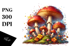 Detailed Shiny Mushroom Watercolor PNG Product Image 1