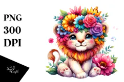 Vibrant Flower Crown | Cartoon-Style Watercolor Clipart Product Image 1