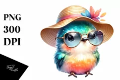 Cute Baby Hummingbird with Sun Glases and Sun Hat Product Image 1