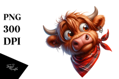 Playful Highland Cow with Rolling Eyes PNG Product Image 1