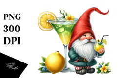 Whimsical Gnome Drinking a Cocktail with a Gigantic Lemon Product Image 1