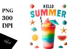 Colorful Frozen Drink, Hello Summer PNG Product Image 1