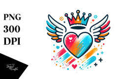 Winged Heart with Crown PNG Product Image 1