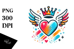 Winged Heart with Crown PNG Product Image 1