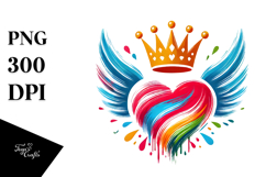 Winged Heart with Crown PNG Product Image 1