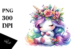 Unicorn Playing with Floral Wreath, Transparent PNG Product Image 1