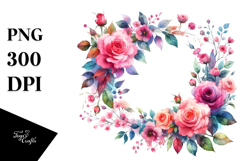 Vibrant Horizontal Frame with Pink Roses Clipart Product Image 1