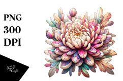 Pastel Chrysanthemum Metallic Watercolor | Clipart Product Image 3