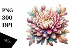 Pastel Chrysanthemum Metallic Watercolor | Clipart Product Image 3