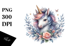 Detailed Baby Unicorn Watercolor PNG Product Image 1