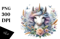 Detailed Baby Unicorn Watercolor PNG Product Image 1