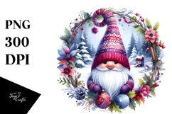 Detailed Vibrant Watercolor Winter Gnome PNG Product Image 3