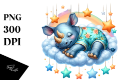 Cute Baby Rhino Dressed for Summer PNG Product Image 1