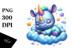 Cute Baby Rhino Sleeping PNG Product Image 1