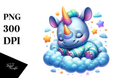 Cute Baby Rhino Sleeping PNG Product Image 1