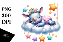 Cute Baby Rhino Sleeping PNG Product Image 1