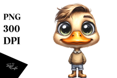 Watercolor Duck Big Eyes Clipart Product Image 1