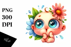 Simple Funny Flower with Big Eyes PNG Product Image 1